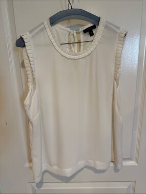 J. Crew cream pleated-trim sleeveless blouse